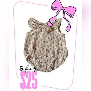 Chick Pea Floral Ruffled Onesie - Cream